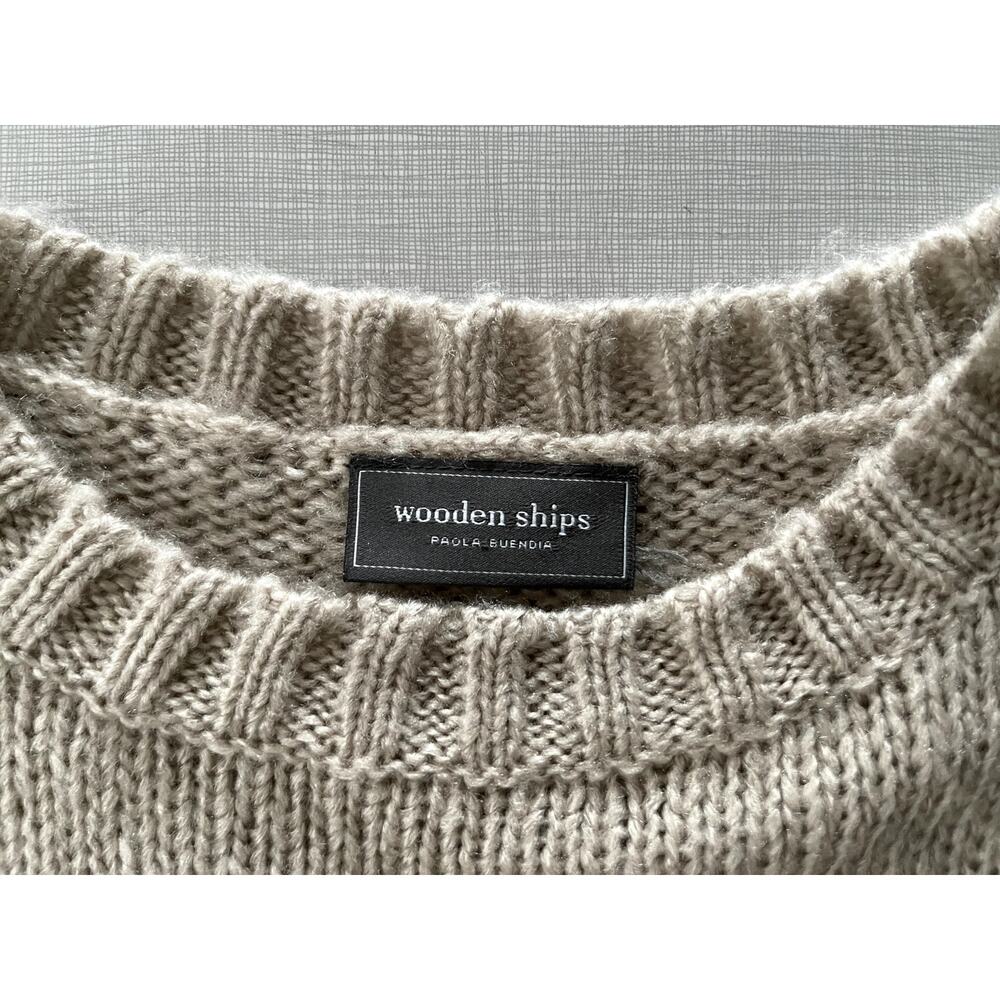 Wooden Ships Sz X/S Skull Pullover Sweater Tan Goth Edgy Punk Halloween Chunky - Picture 11 of 12